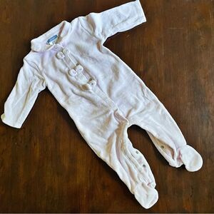 Jacadi Paris Baby Girls Pink Pajamas Overall with Bows Size 6 M